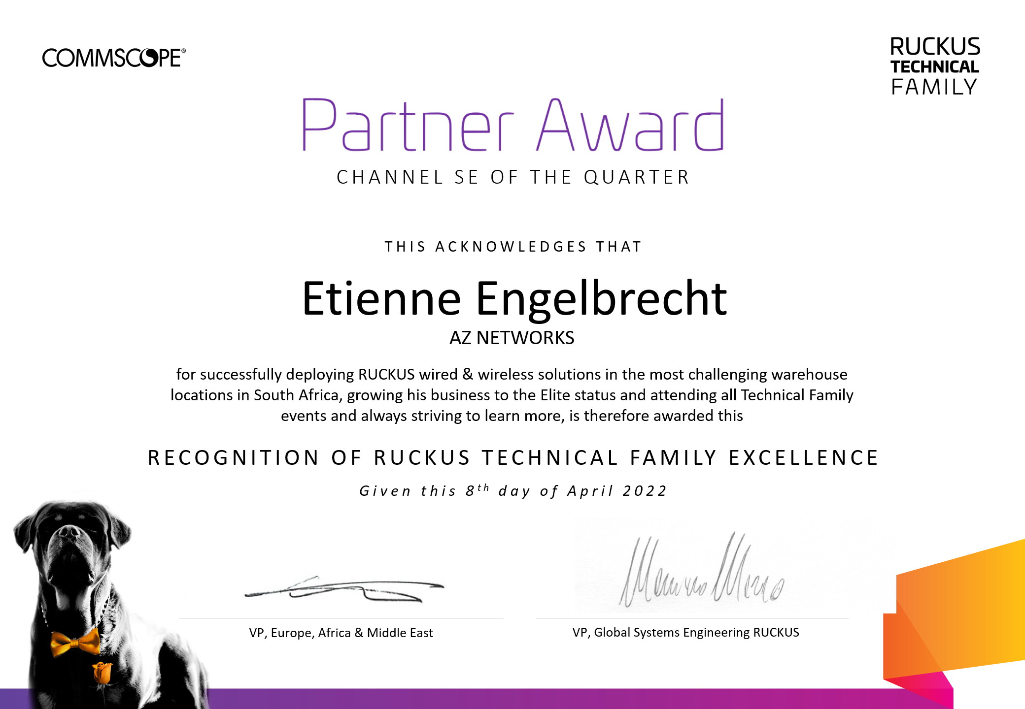 Certificate_Partner-Award_RTF_Q1-22_Etienne Engelbrech