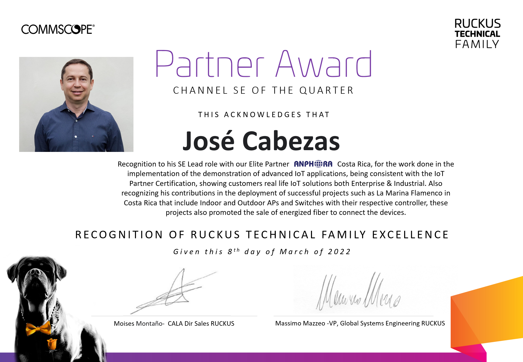 Jose Cabezas Q1 22 Certificate_Partner-Award_RTF_CALA
